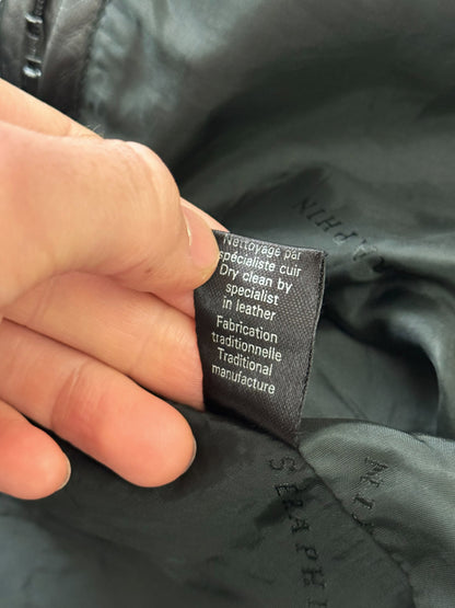 Long Chore Work Leather Zip Jacket