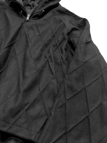 Wool Fence Pleat Cropped Anorak Jacket