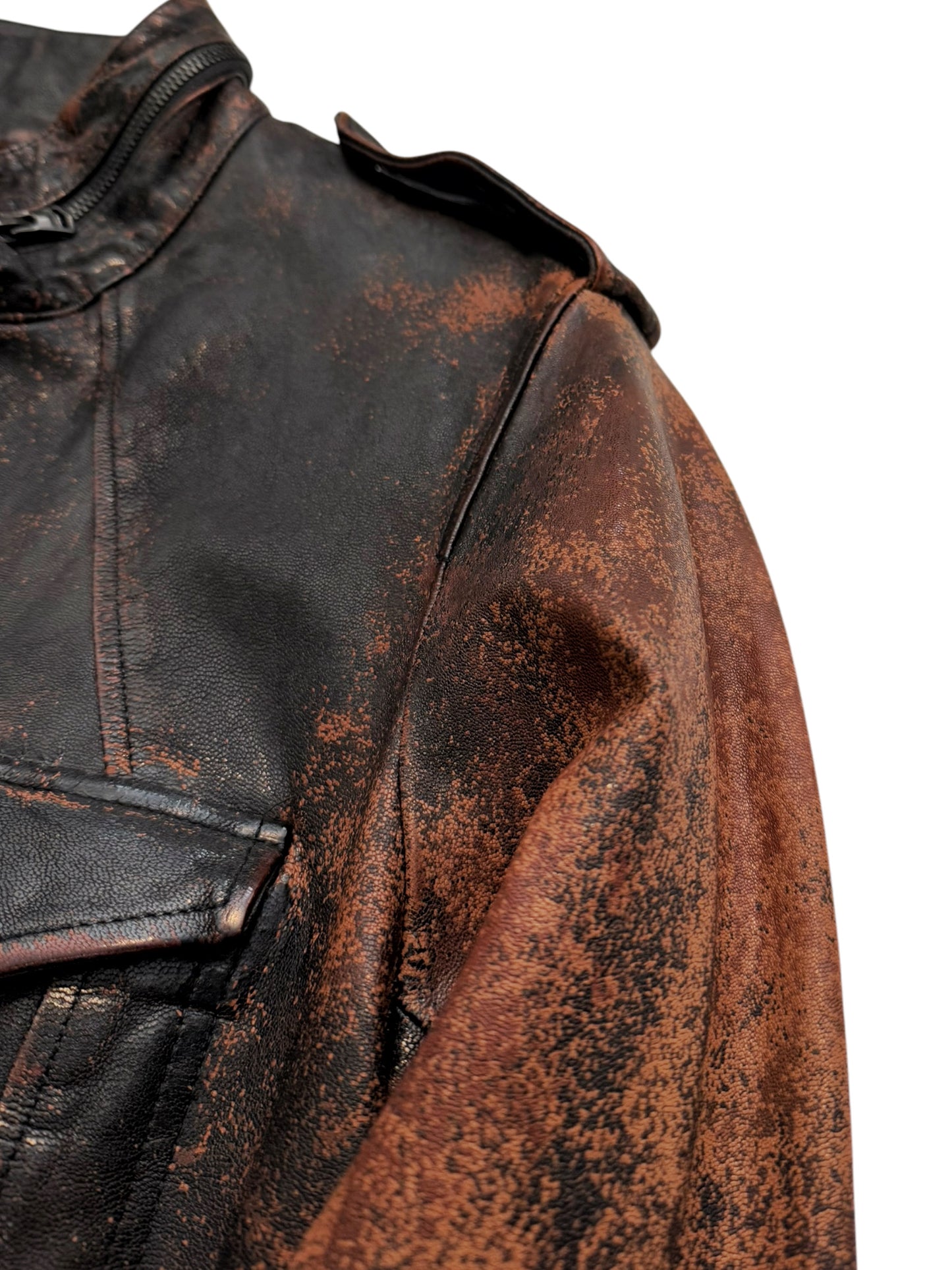 Yohji x Backlash “Rust” Speckled Spray Goat Leather Ballistic Jacket