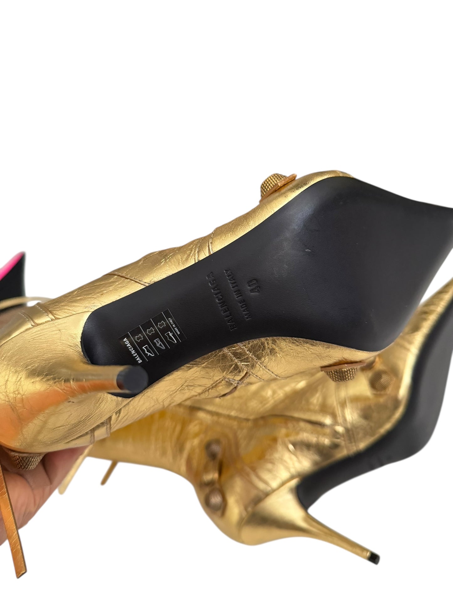 Metal Gold Cagole Heel Boot Arena H90