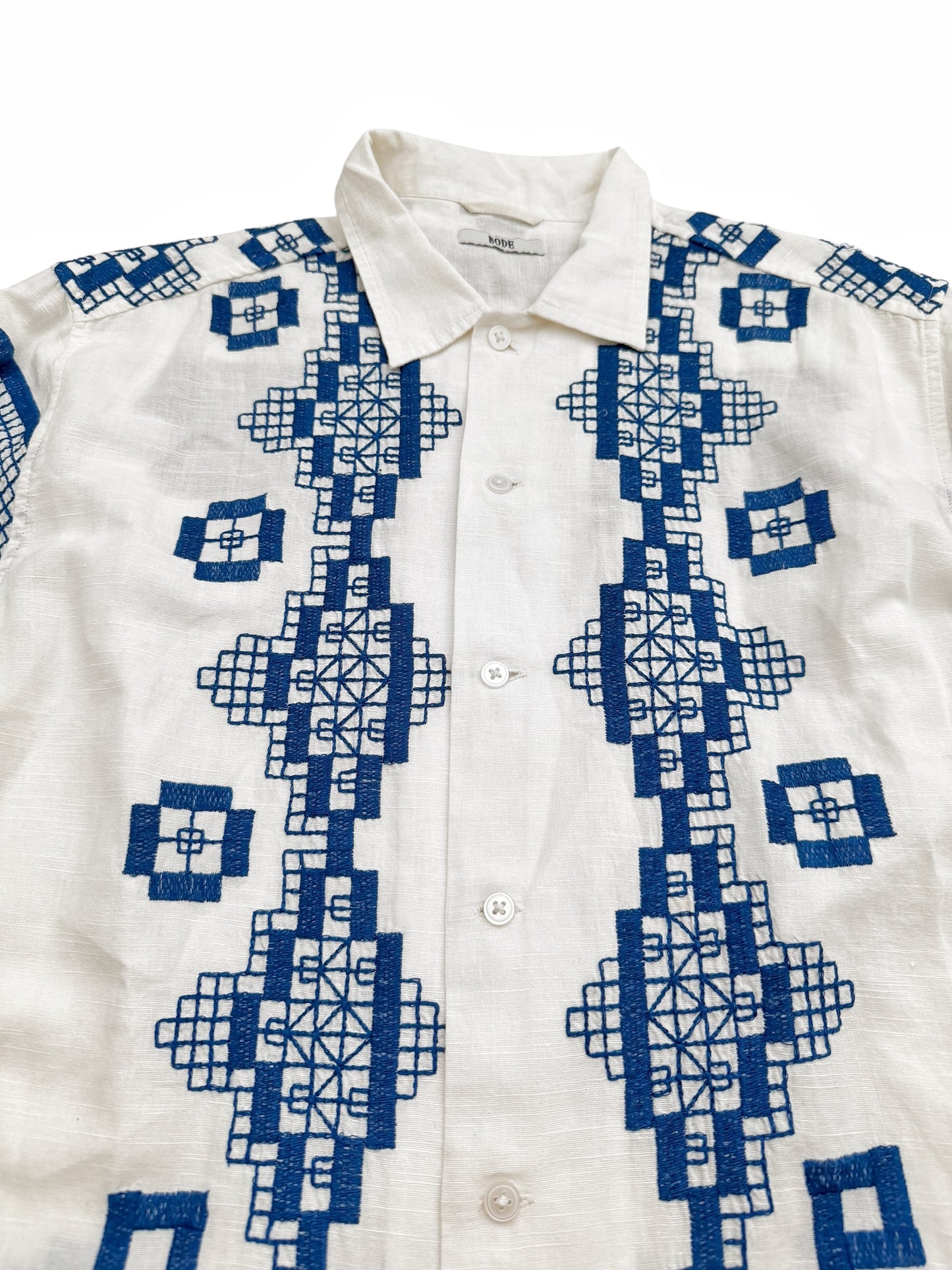 Blue Mosaic Linen Shirt