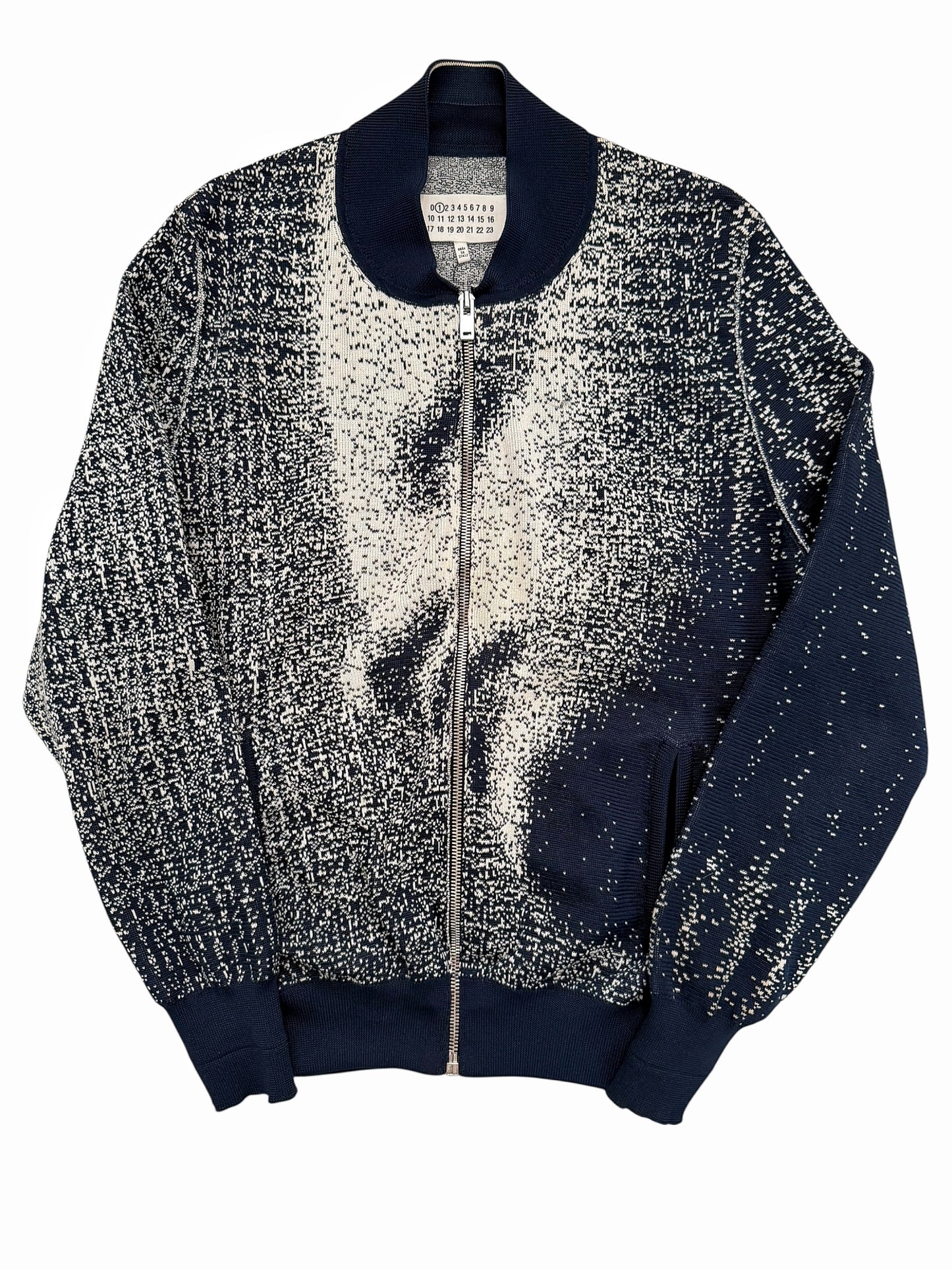 2017 Pointillism Face Knit Bomber Jacket