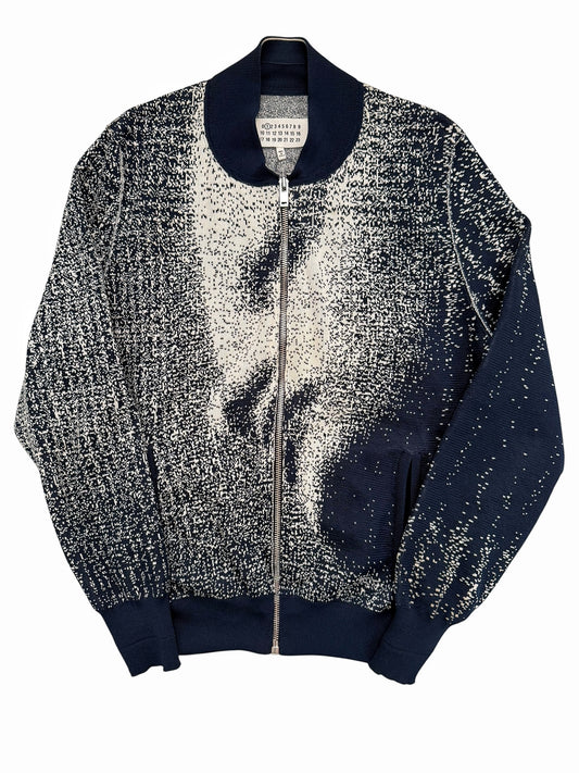 2017 Pointillism Face Knit Bomber Jacket