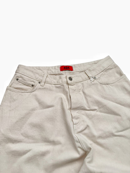 Big Daddy Baggy Beige White Denim Jeans Pant