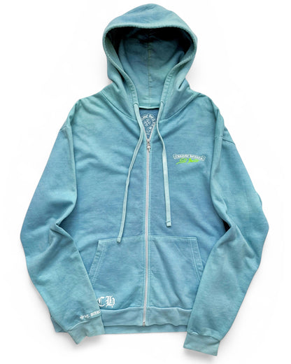 St Barths Exclusive Blue Overdyed Zip Rhodium Hoodie