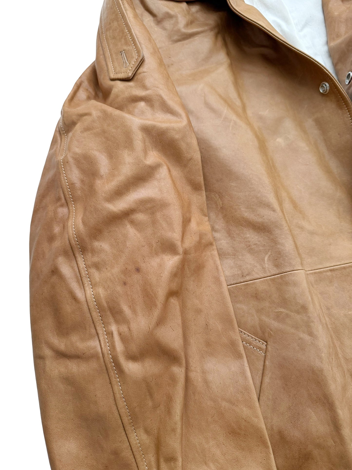 FW25 Natural Leather Trench Coat
