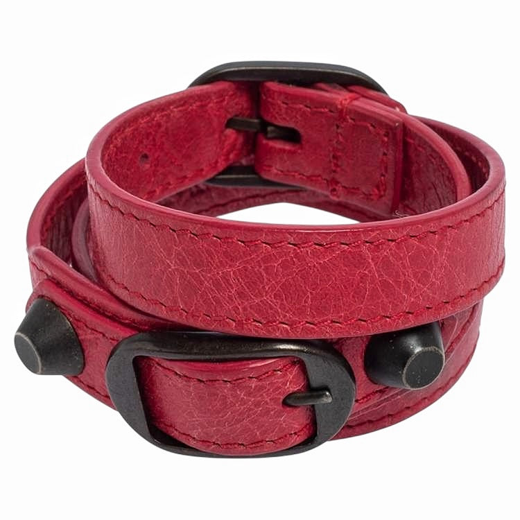 Arena Triple Wrap Buckle Red Stud Bracelet
