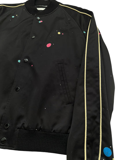 Galaxy Logo Teddy Varsity Satin Jacket