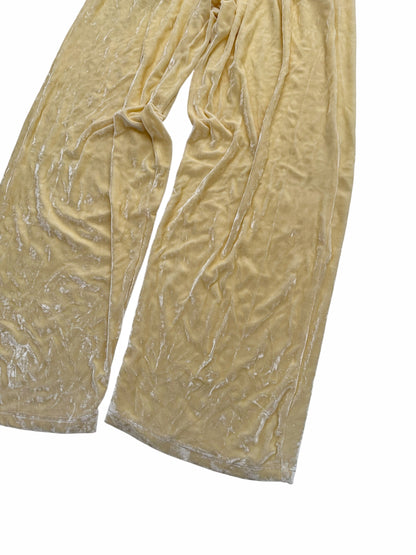 Gold Baggy Velour Drawstring Pants