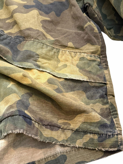Distressed Cropped Camo Anorak Parka Jacket