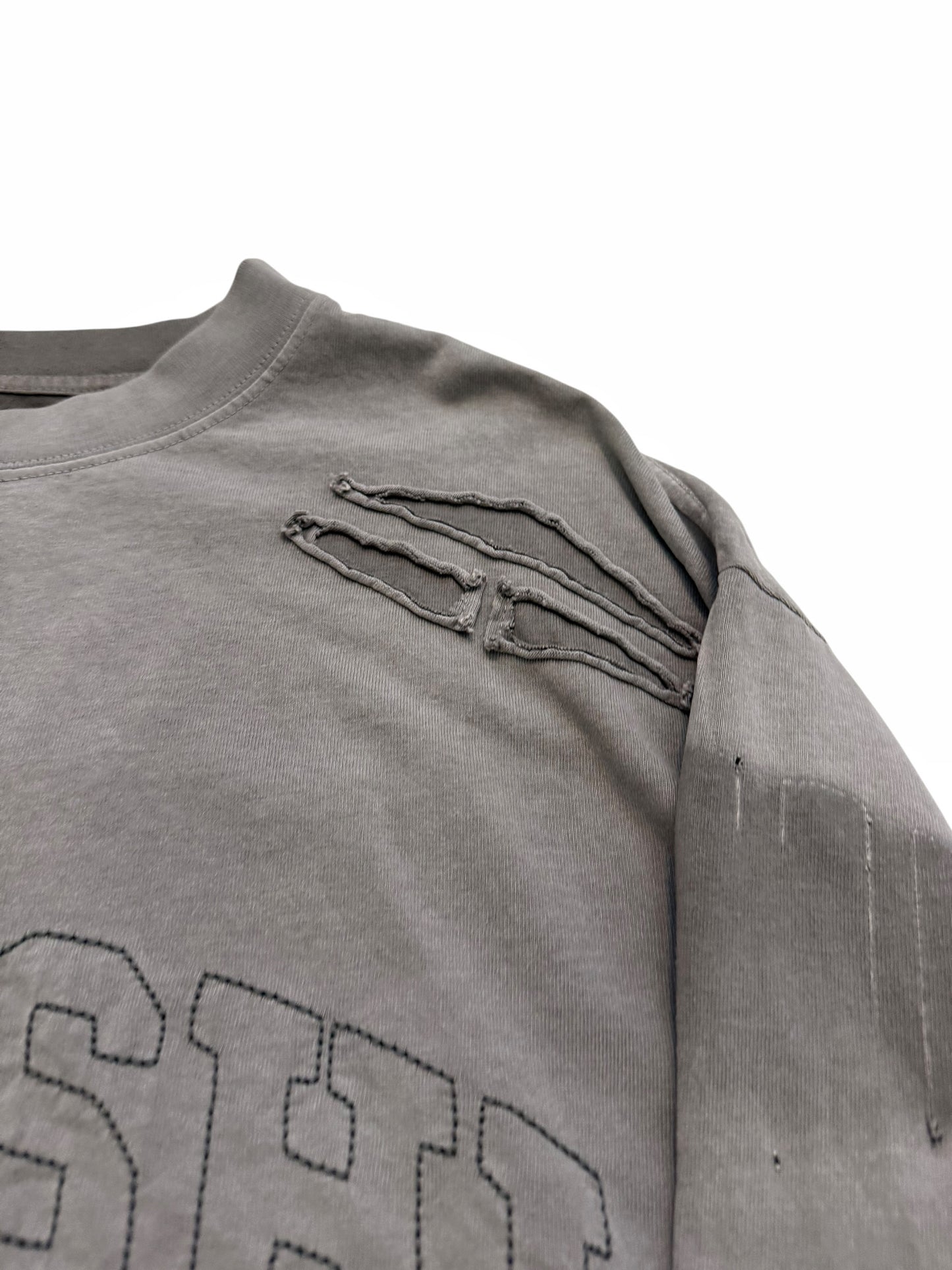 Oversized Washed Distressed Collegiate Longsleeve