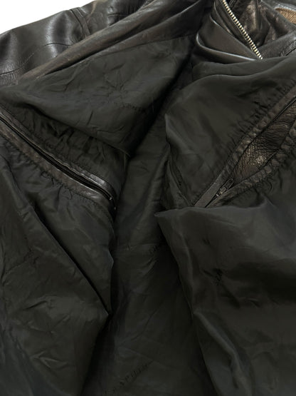 Long Chore Work Leather Zip Jacket