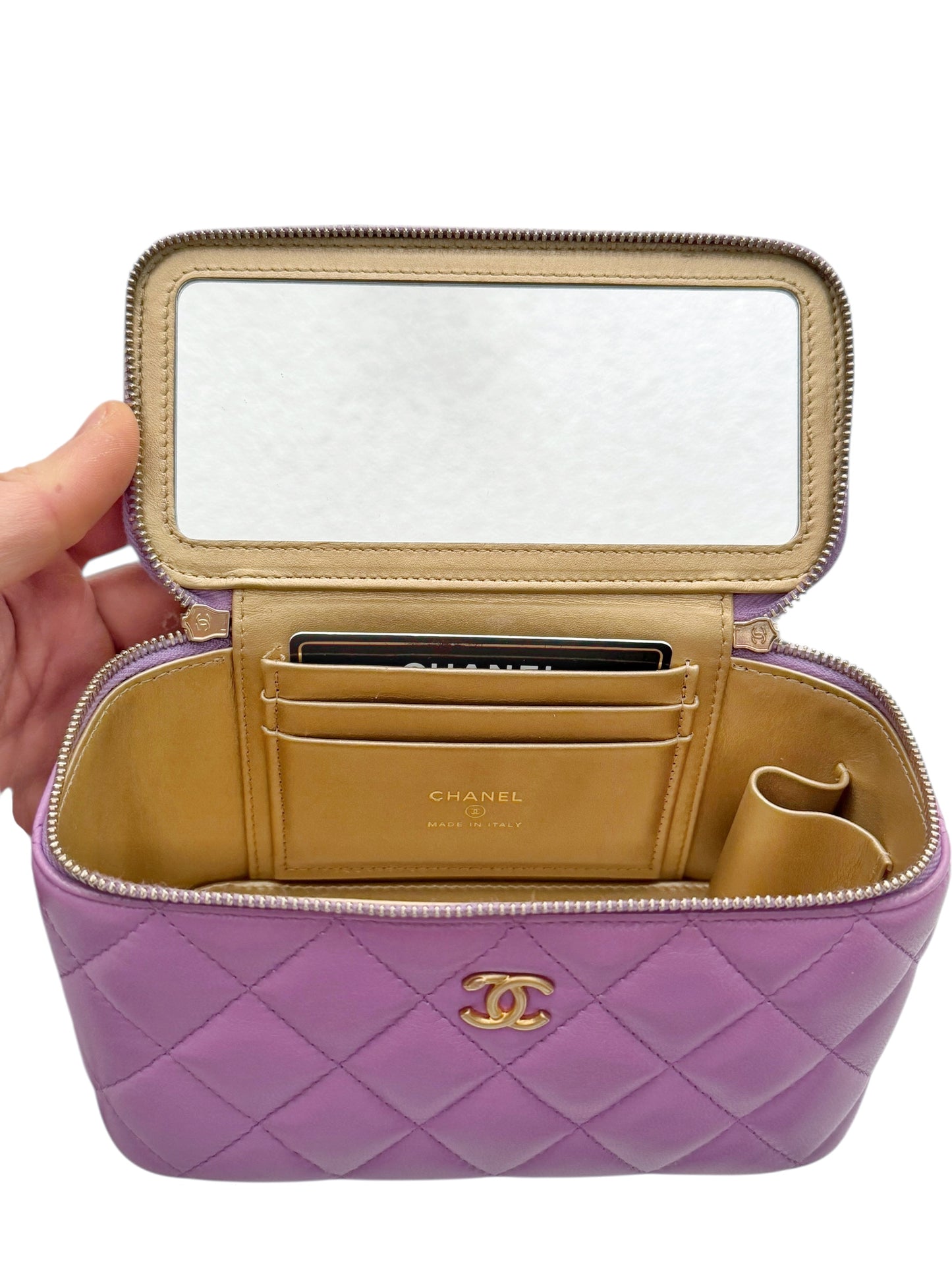 2022 Sheepskin Pink Pearl Chain Square Bag