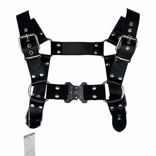 Bondage Chest Harness Leather Black