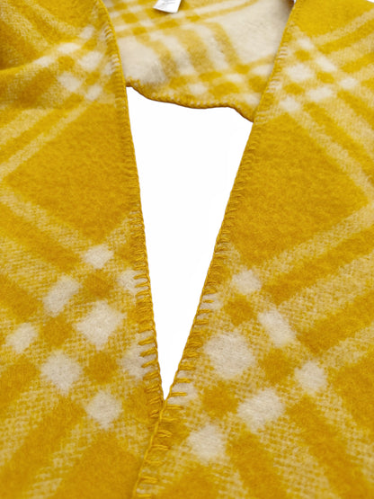 Wool Yellow Check Hooded Scarf
