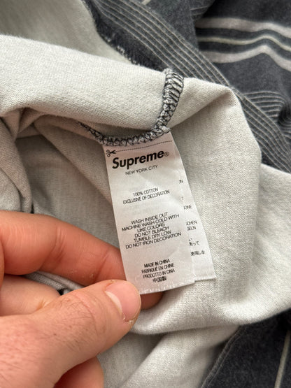 Grey Striped Cut Sew Embroidered Logo