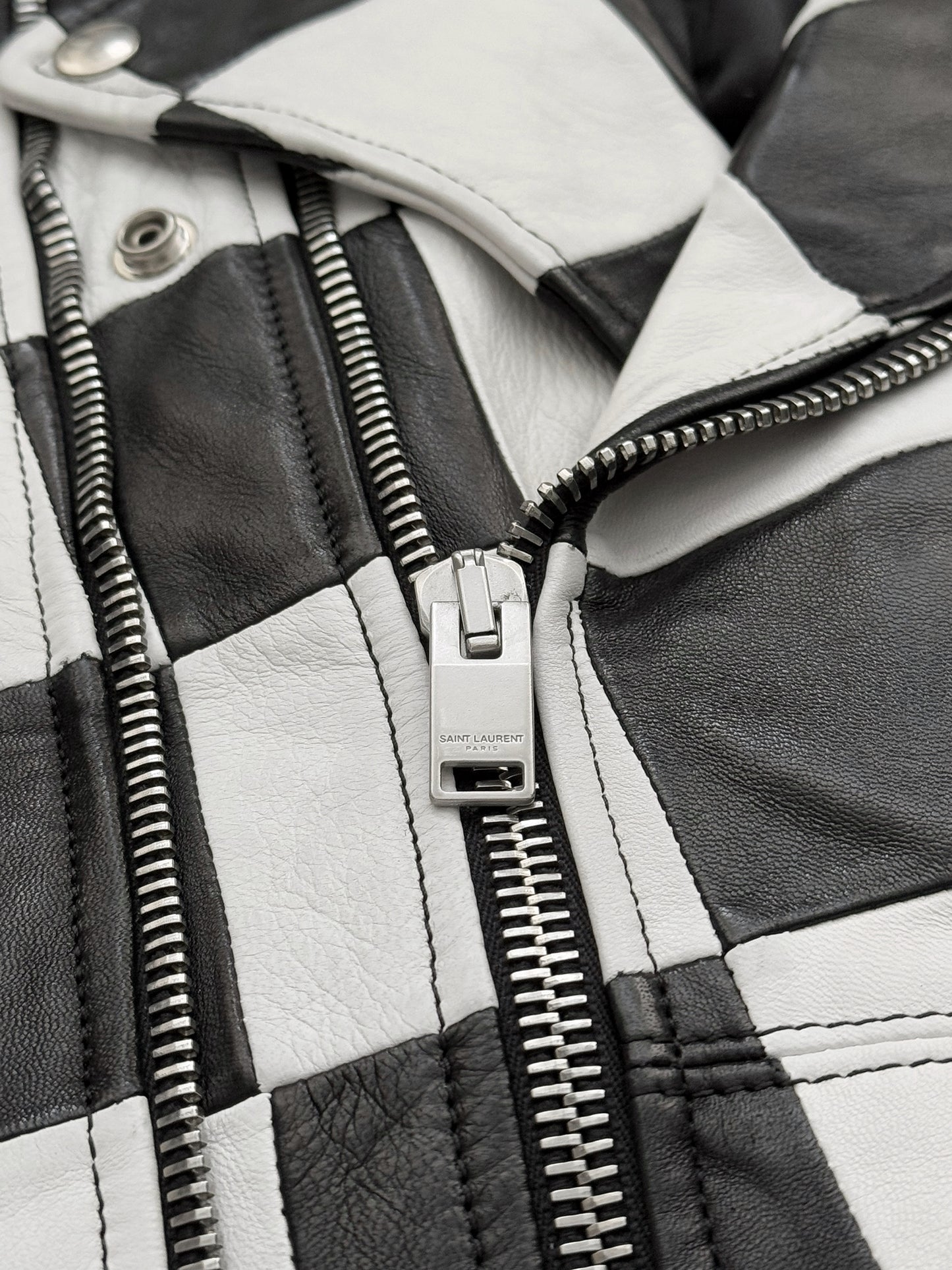 SS14 Checkerboard Patchwork L01 Lambskin Motorcycle Jacket