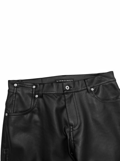 Hook Eye Flare Vegan Leather Pants