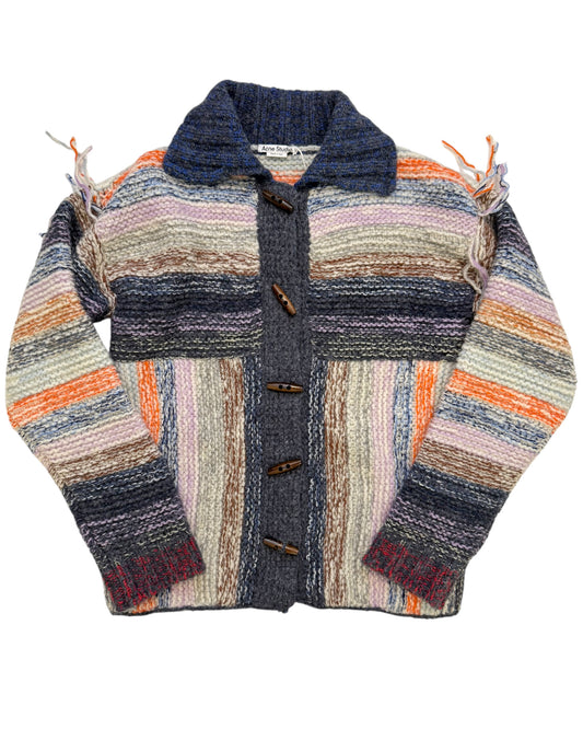 Toggle Mouline Yarn Wool Stripe Cardigan