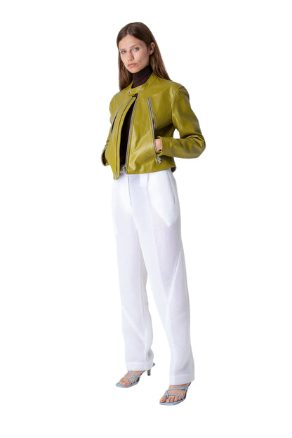 SS22 Foam Mesh Twist Seam Straight Trouser