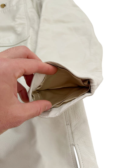 White Leather Over Shirt Jacket