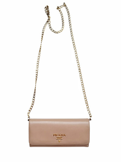 Chain Strap Wallet Flap Leather Bag