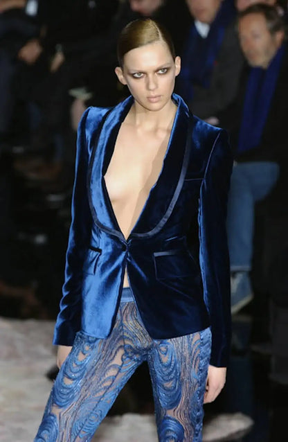 2004 By Tom Ford “Midnight Blue” Velvet Smoking Pants