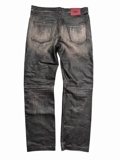 5 Pocket Rub Off Distressed Leather (Jeans)