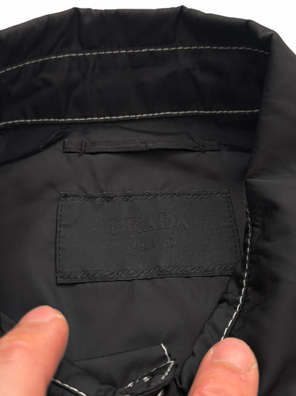 Contrast Re Nylon Black Shirt