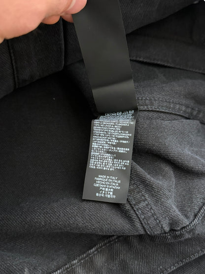 Faded Black Patch Denim Pleat Trucker Jacket