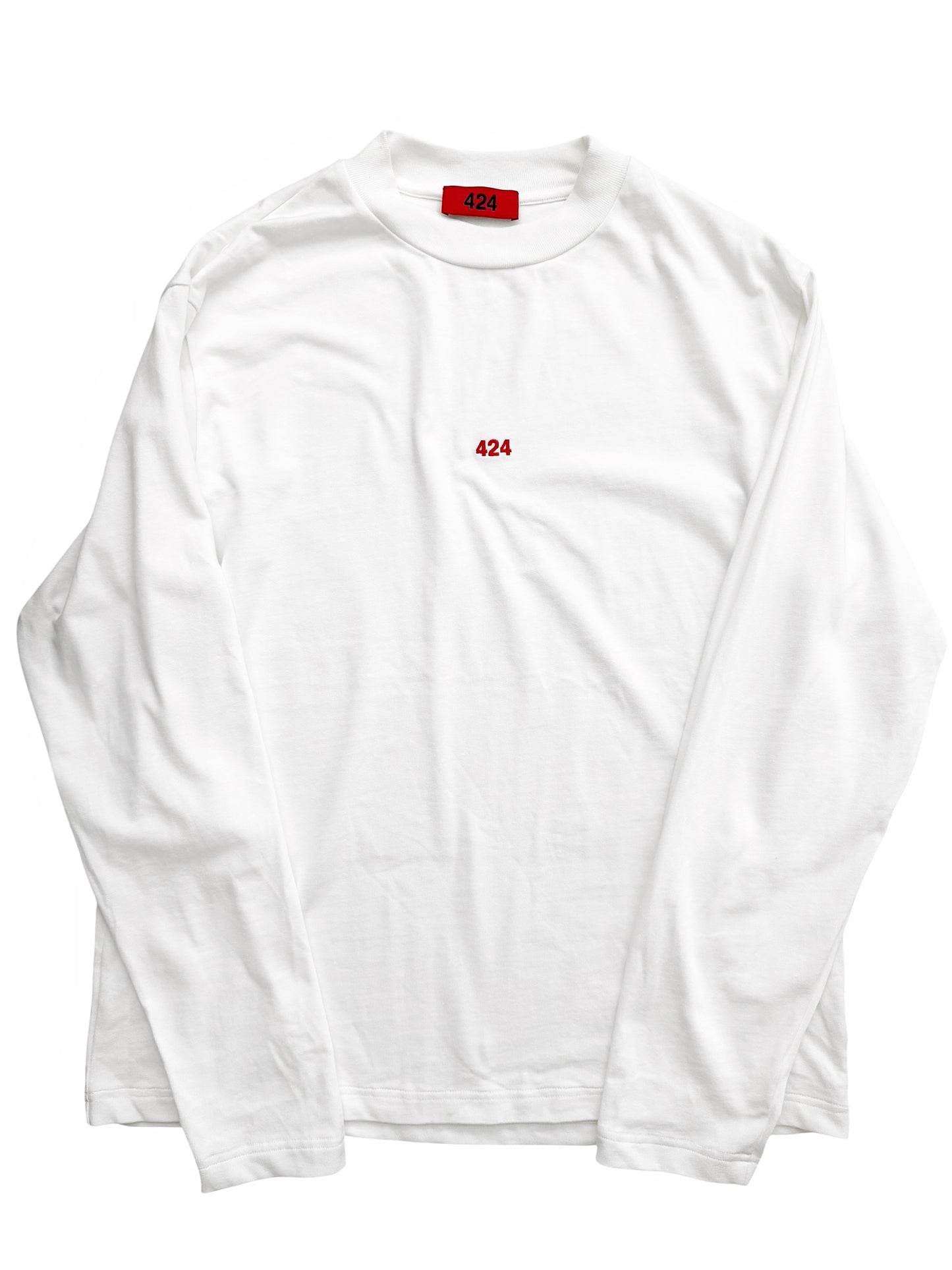 Center Embroidered Logo Long Sleeve White