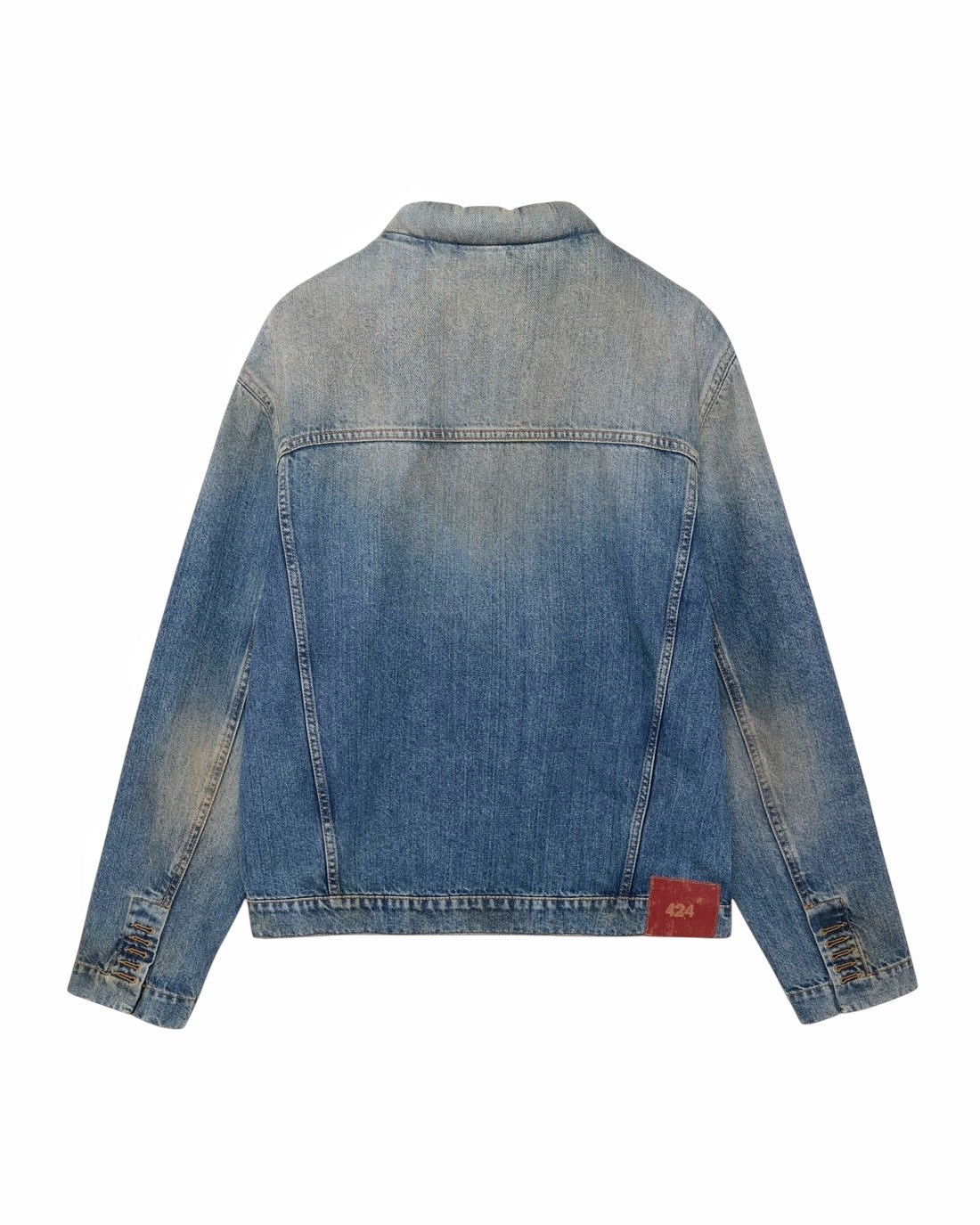 Japanese Wash Mandarin Collar Pleated Denim Trucker
