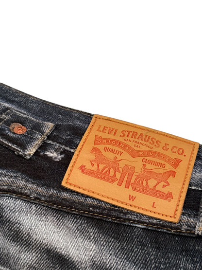 Trompe L’oeil Printed Baggy Belted Denim