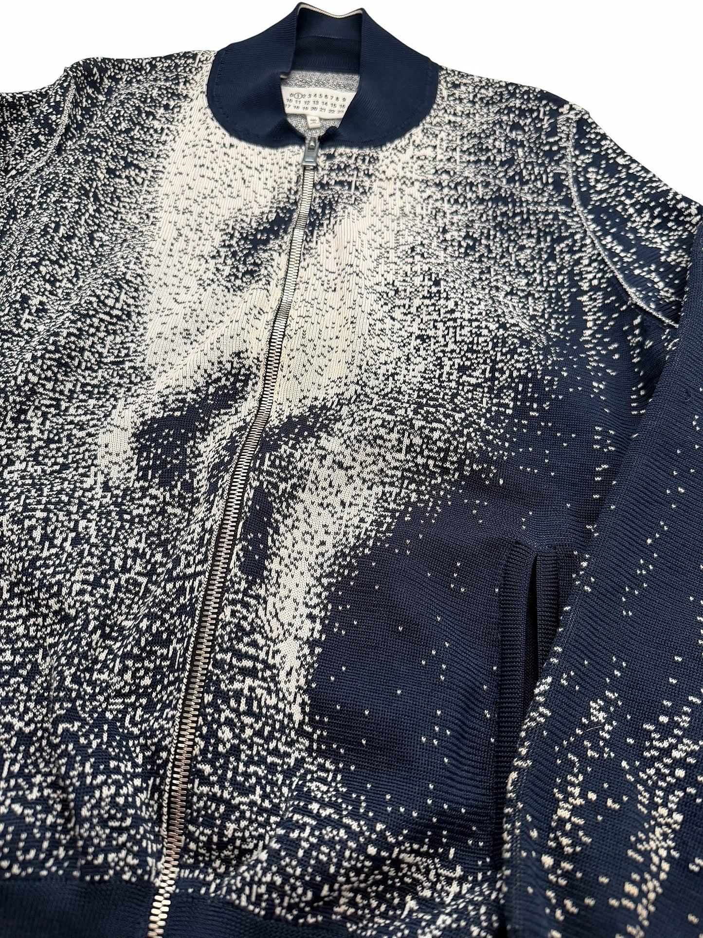 2017 Pointillism Face Knit Bomber Jacket