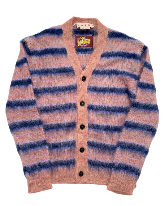 Stripe Mohair Cardigan Fuzzy