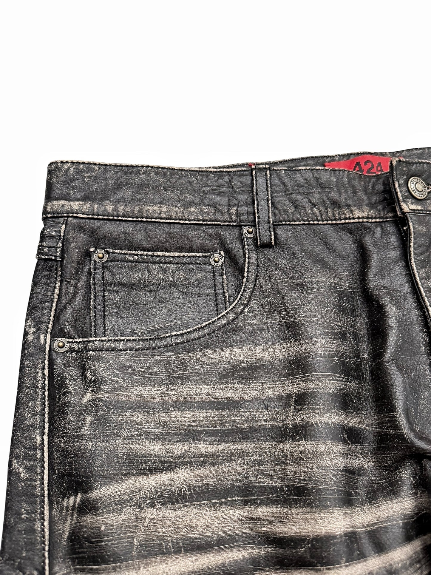 5 Pocket Rub Off Distressed Leather (Jeans)