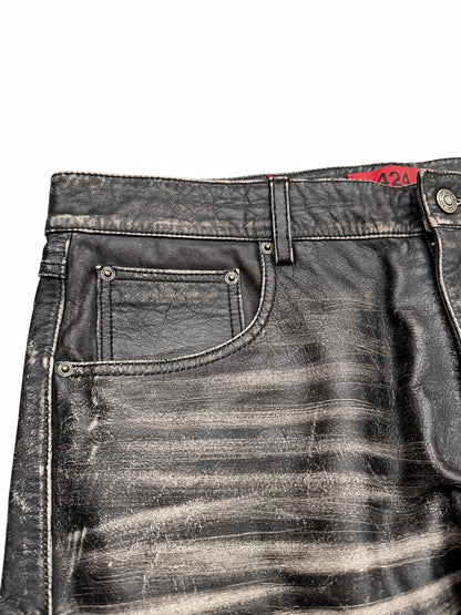 5 Pocket Rub Off Distressed Leather (Jeans)