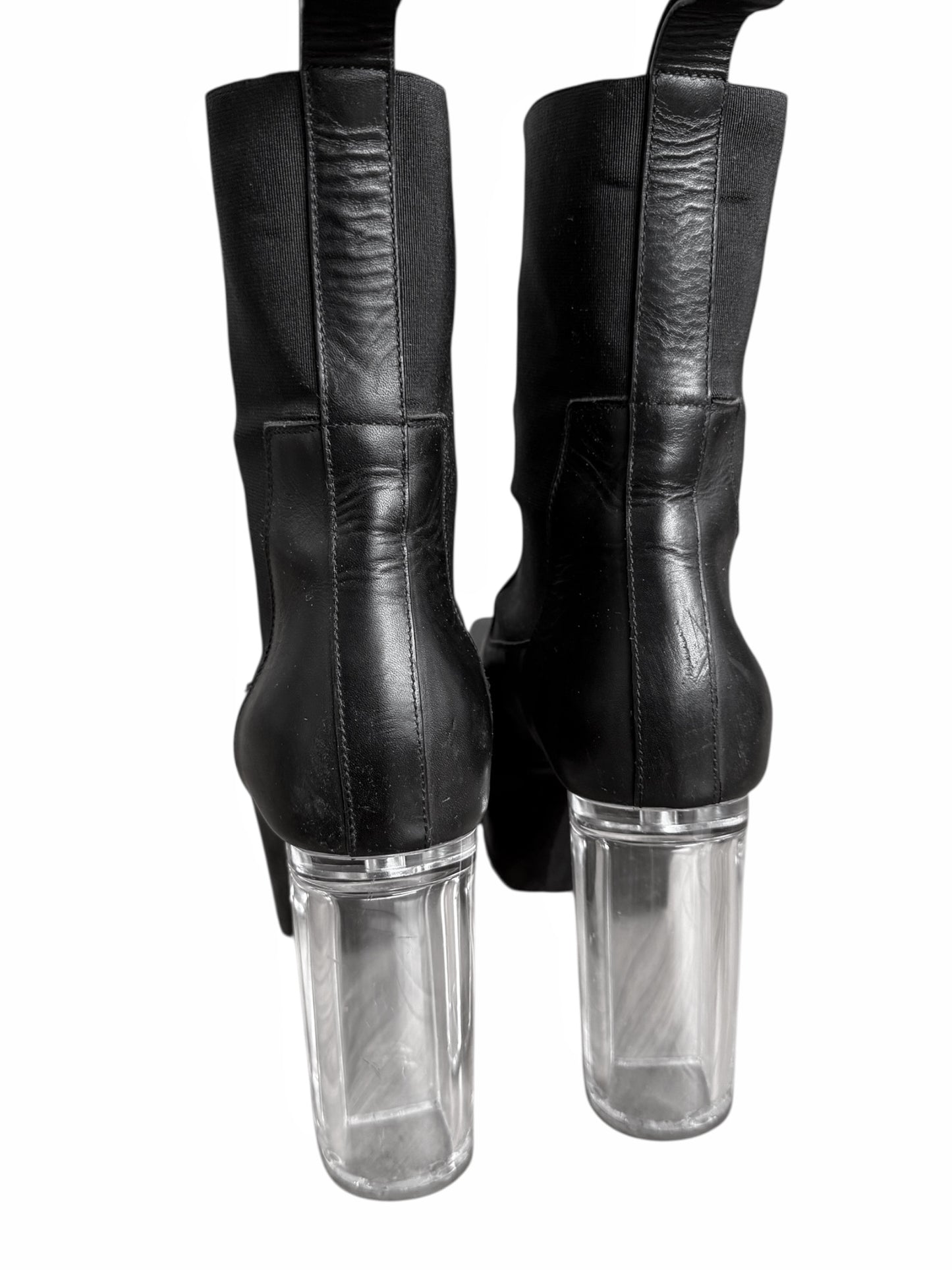 Black Clear Heel Kiss Platform Heels