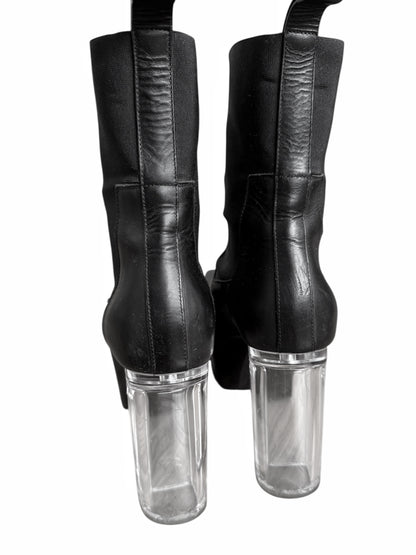 Black Clear Heel Kiss Platform Heels