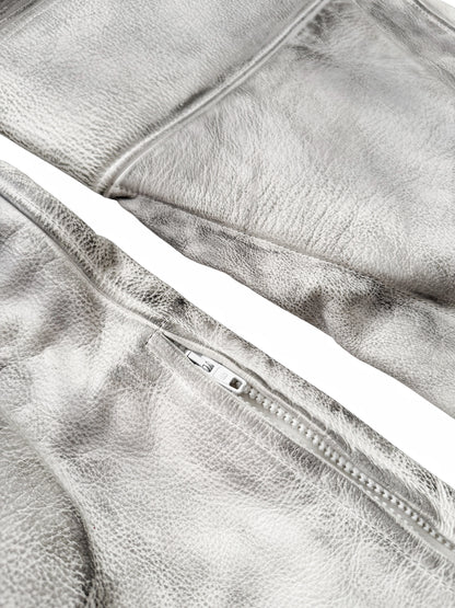 Mud Show White Leather Biker Pants