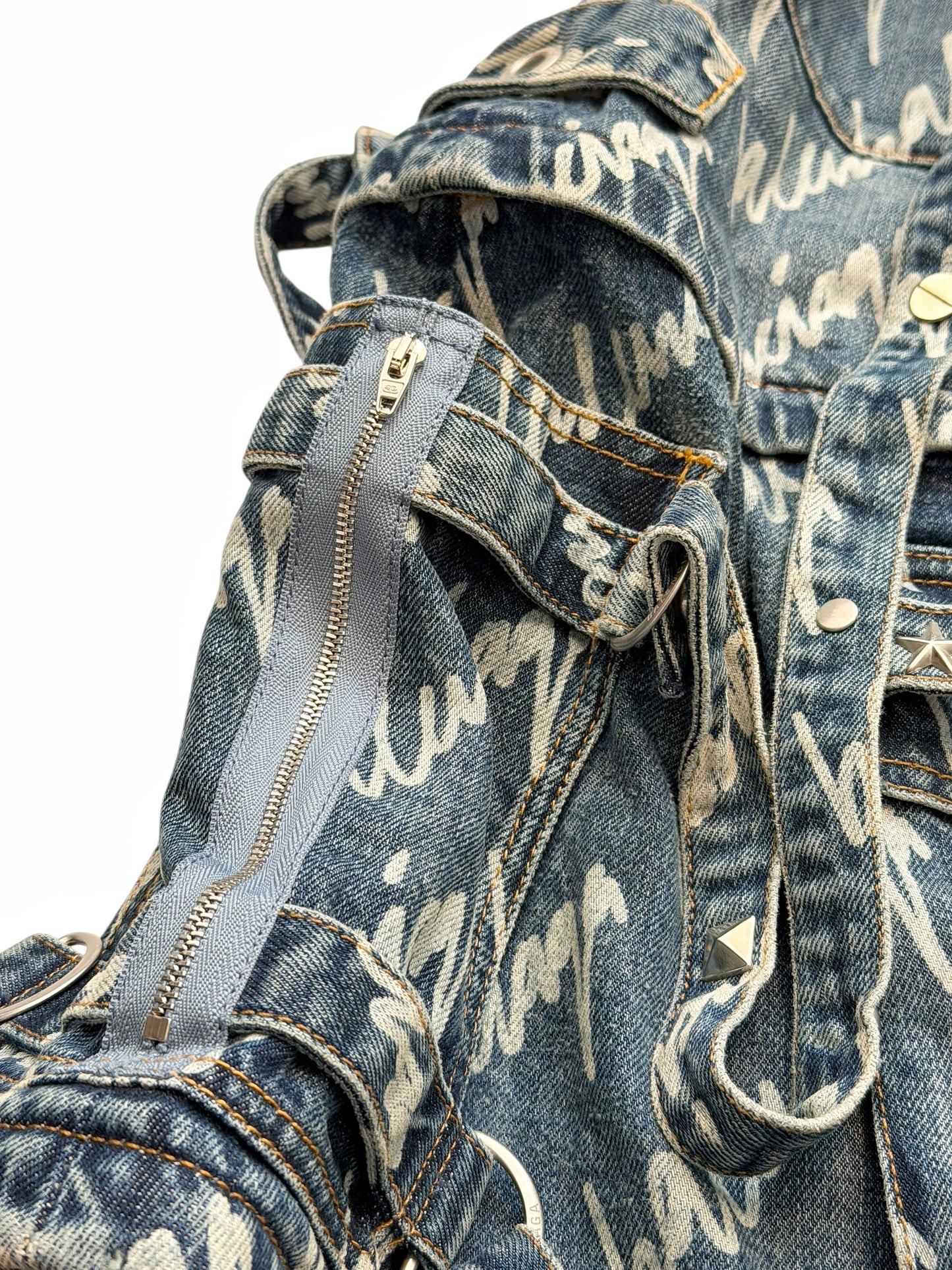 Runway Script Denim Raver Skirt