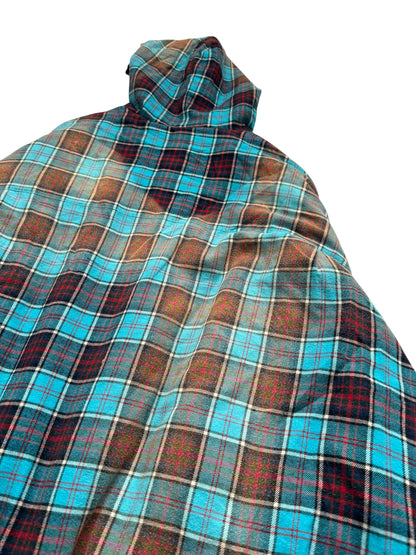 Oversized Bleached Hooded Flannel Blue