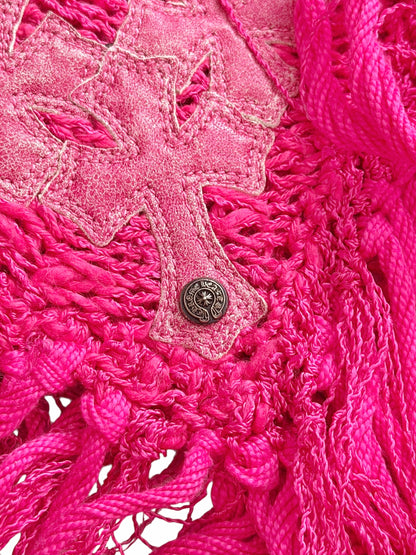 6 Cross Pink Knit Shawl/Cape Scarf