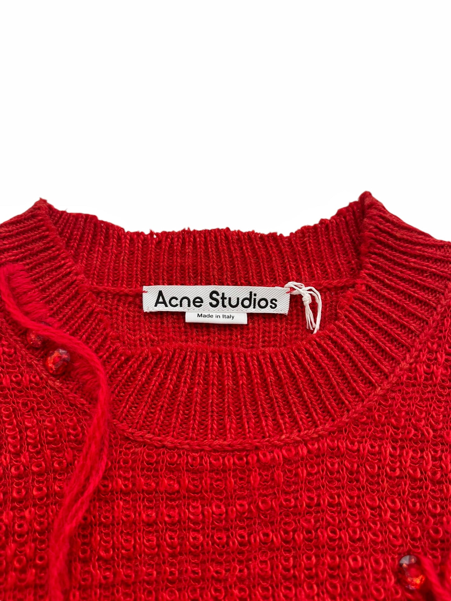 Deconstructed Cropped Distressed Red Knit Sweater