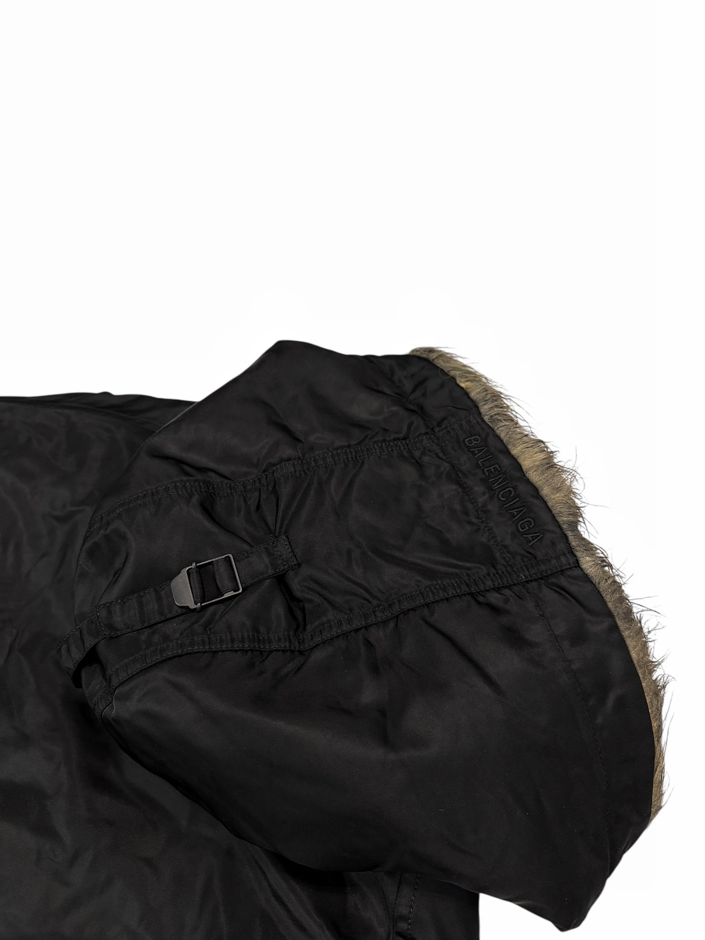 Graffiti Distressed Mud Fur Hood Parka