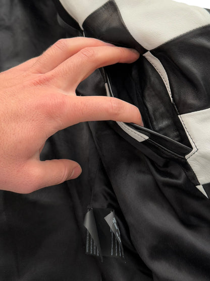SS14 Checkerboard Patchwork L01 Lambskin Motorcycle Jacket