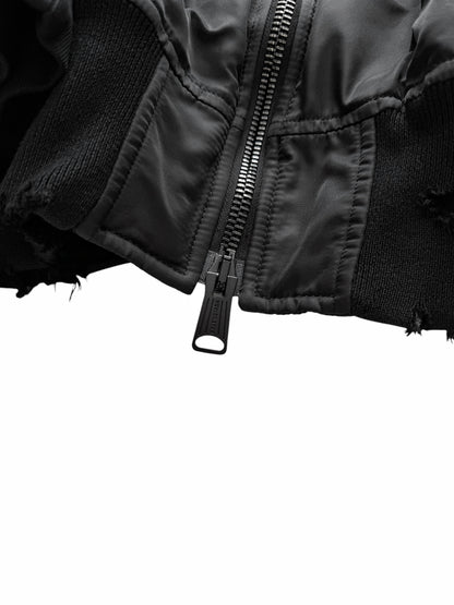 Incognito Silk Padded Distressed Bomber