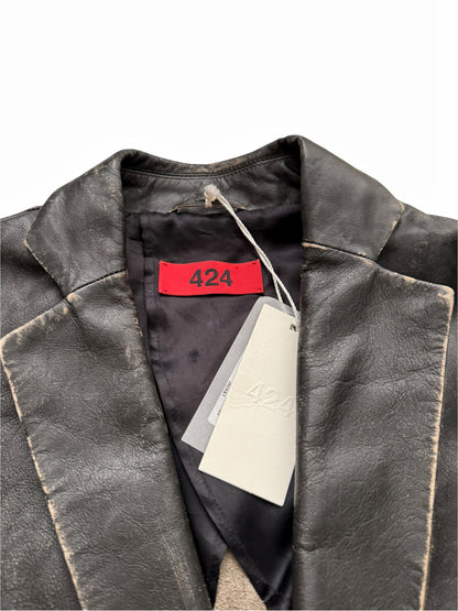 Distressed Leather Trompe L’oeil Blazer