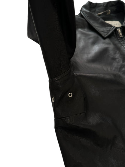 Long Chore Work Leather Zip Jacket