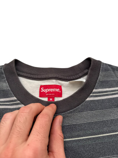 Grey Striped Cut Sew Embroidered Logo